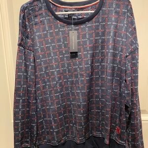 Tommy Hilfiger Navy and Red Crewneck Sweater